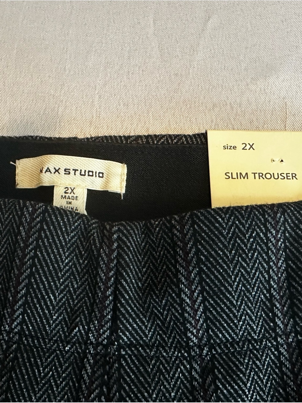 Max Studio Black & White Herringbone Slim Trousers - Picture 2 of 9
